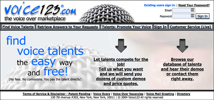 The Original Home Page Of Voice123